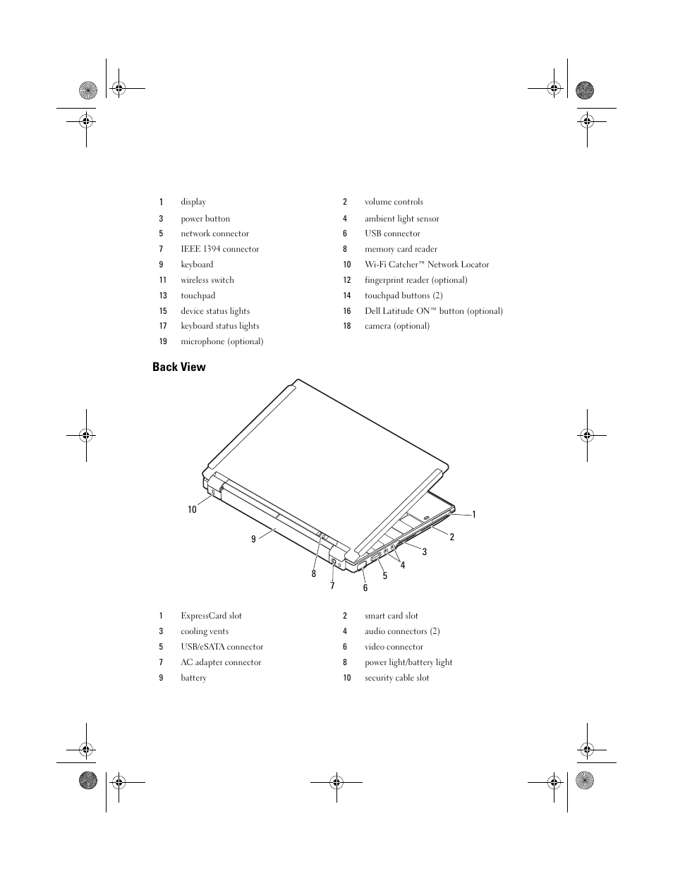 Back view | Dell Latitude E4200 (Late 2008) User Manual | Page 2 / 8