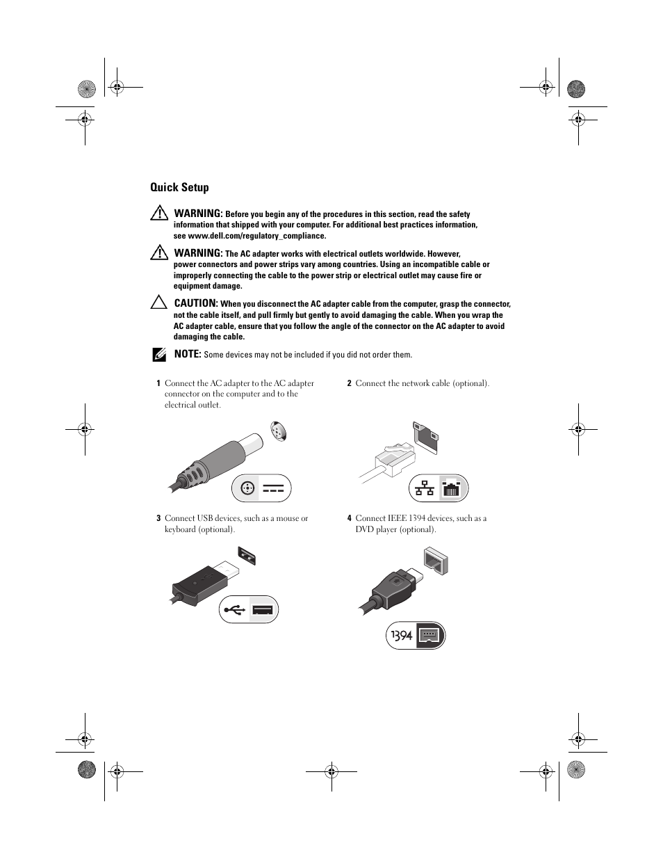 Quick setup | Dell Latitude E4200 (Late 2008) User Manual | Page 3 / 8