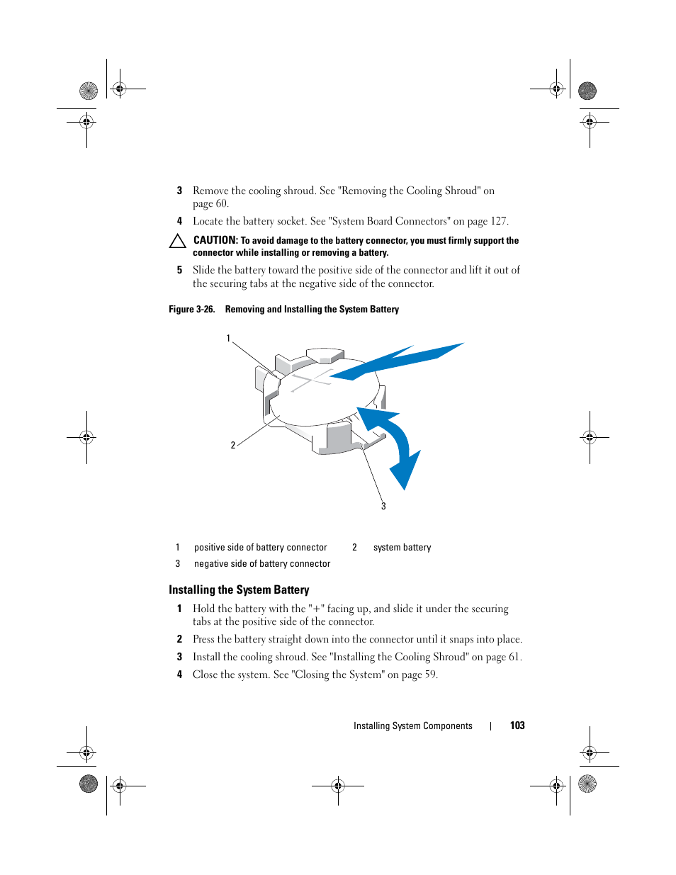 Installing the system battery | Dell PowerEdge C2100 User Manual | Page 107 / 144