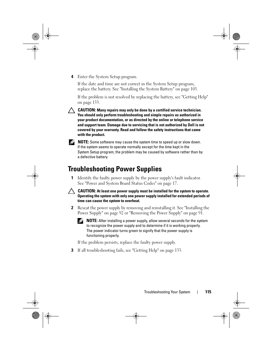 Troubleshooting power supplies | Dell PowerEdge C2100 User Manual | Page 119 / 144