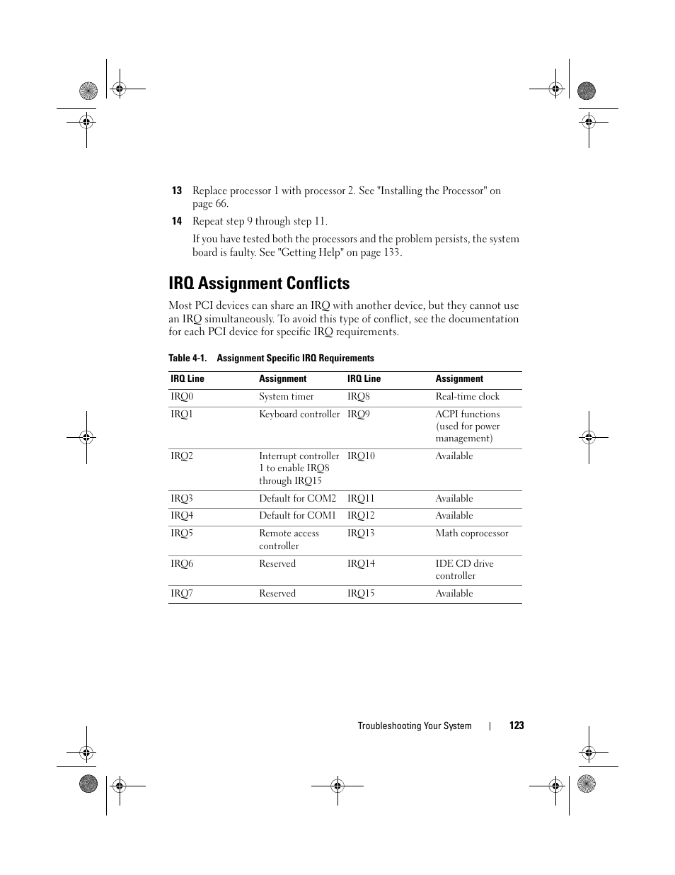Irq assignment conflicts | Dell PowerEdge C2100 User Manual | Page 127 / 144