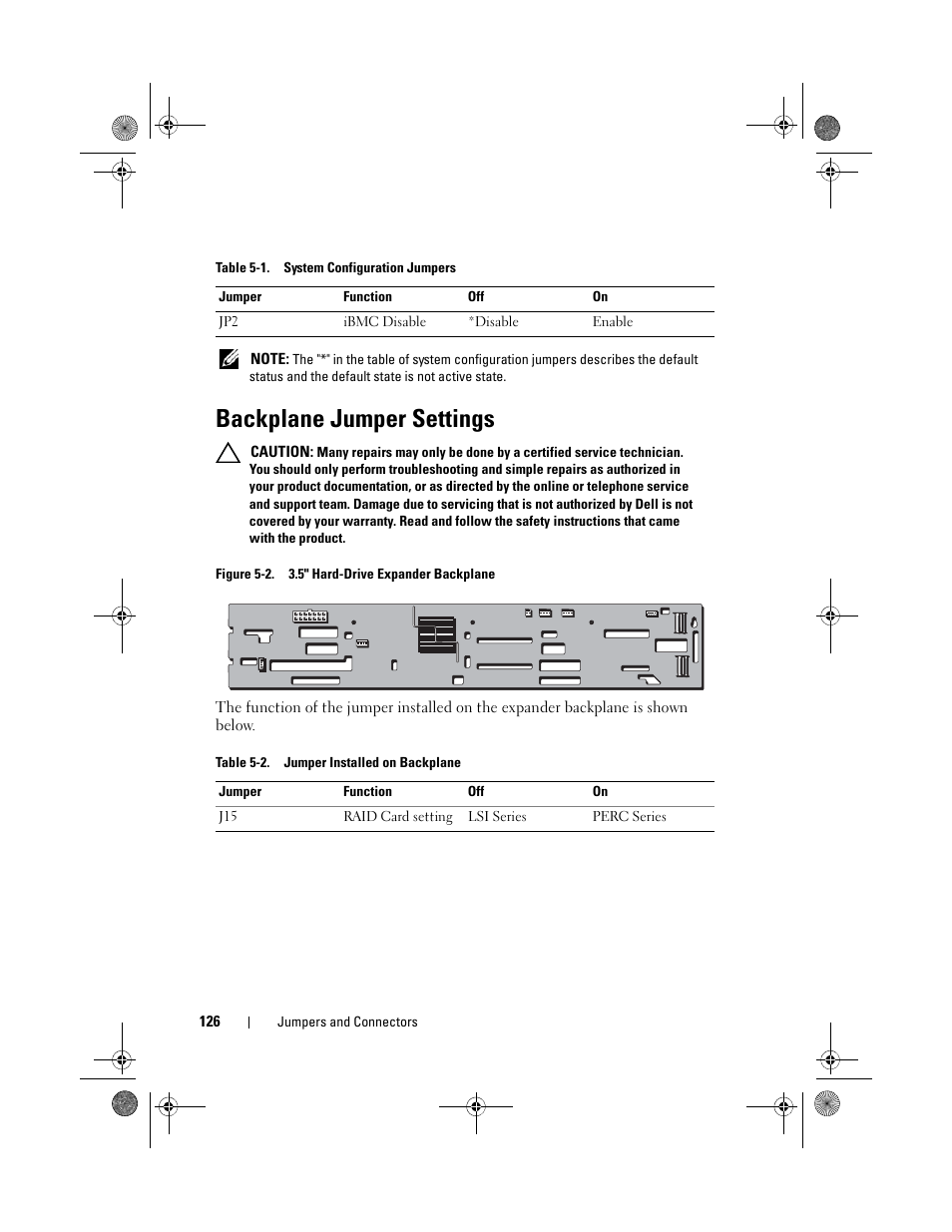 Backplane jumper settings | Dell PowerEdge C2100 User Manual | Page 130 / 144