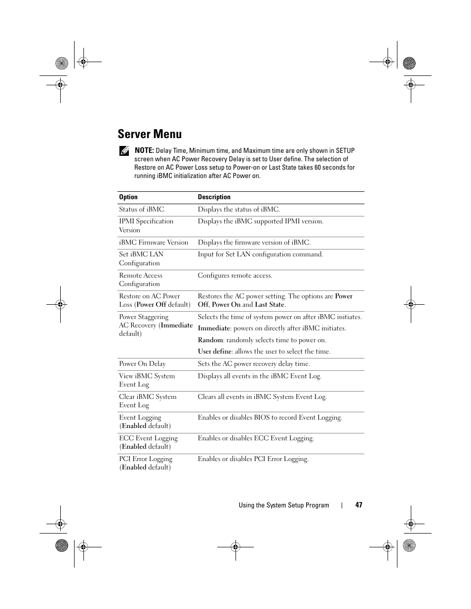 Server menu | Dell PowerEdge C2100 User Manual | Page 51 / 144