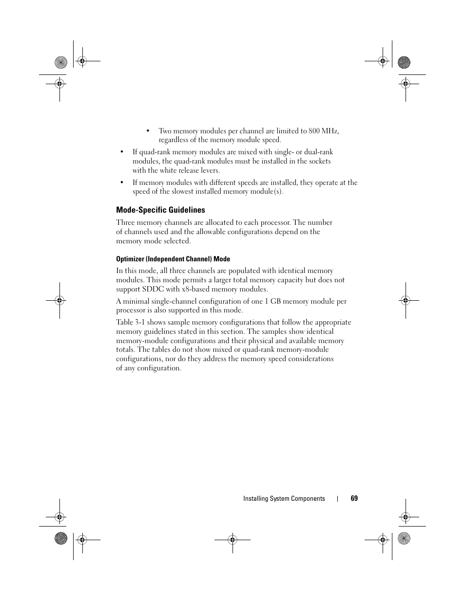 Mode-specific guidelines | Dell PowerEdge C2100 User Manual | Page 73 / 144