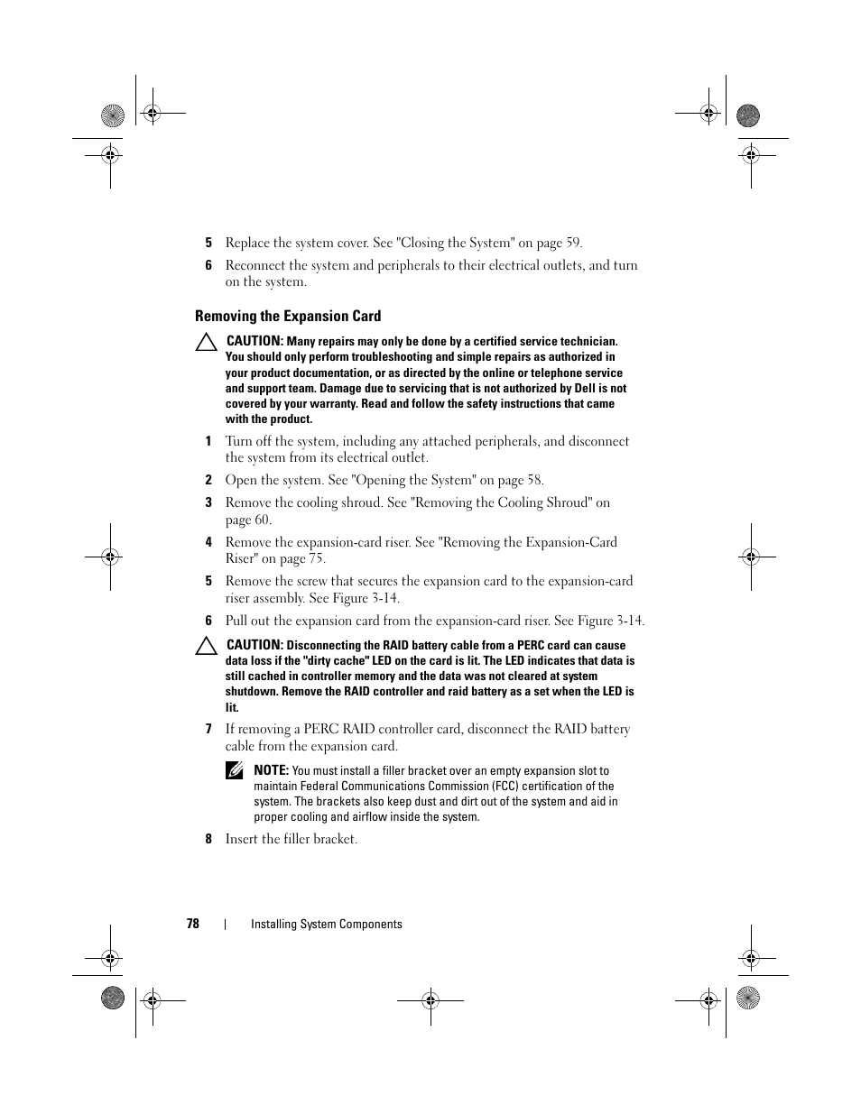 Removing the expansion card | Dell PowerEdge C2100 User Manual | Page 82 / 144