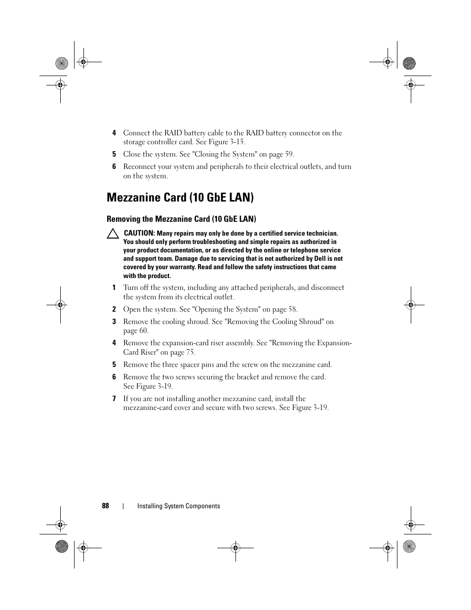 Mezzanine card (10 gbe lan), Removing the mezzanine card (10 gbe lan) | Dell PowerEdge C2100 User Manual | Page 92 / 144