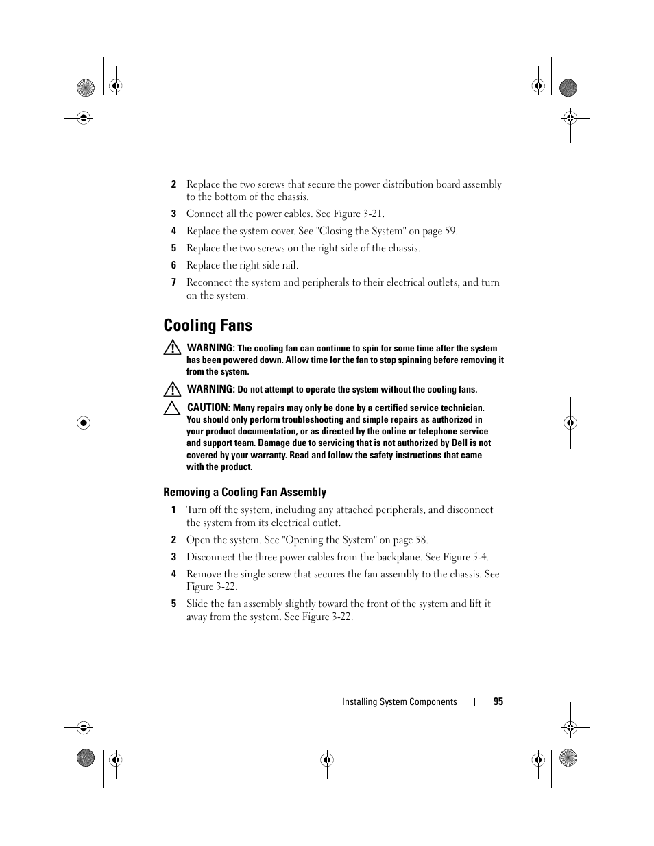 Cooling fans, Removing a cooling fan assembly | Dell PowerEdge C2100 User Manual | Page 99 / 144