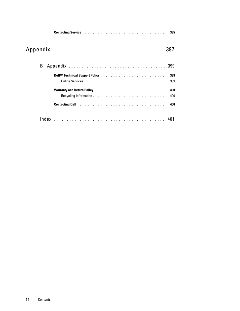 B appendix 399, Appendix, B appendix | Index | Dell C3760n Color Laser Printer User Manual | Page 16 / 412