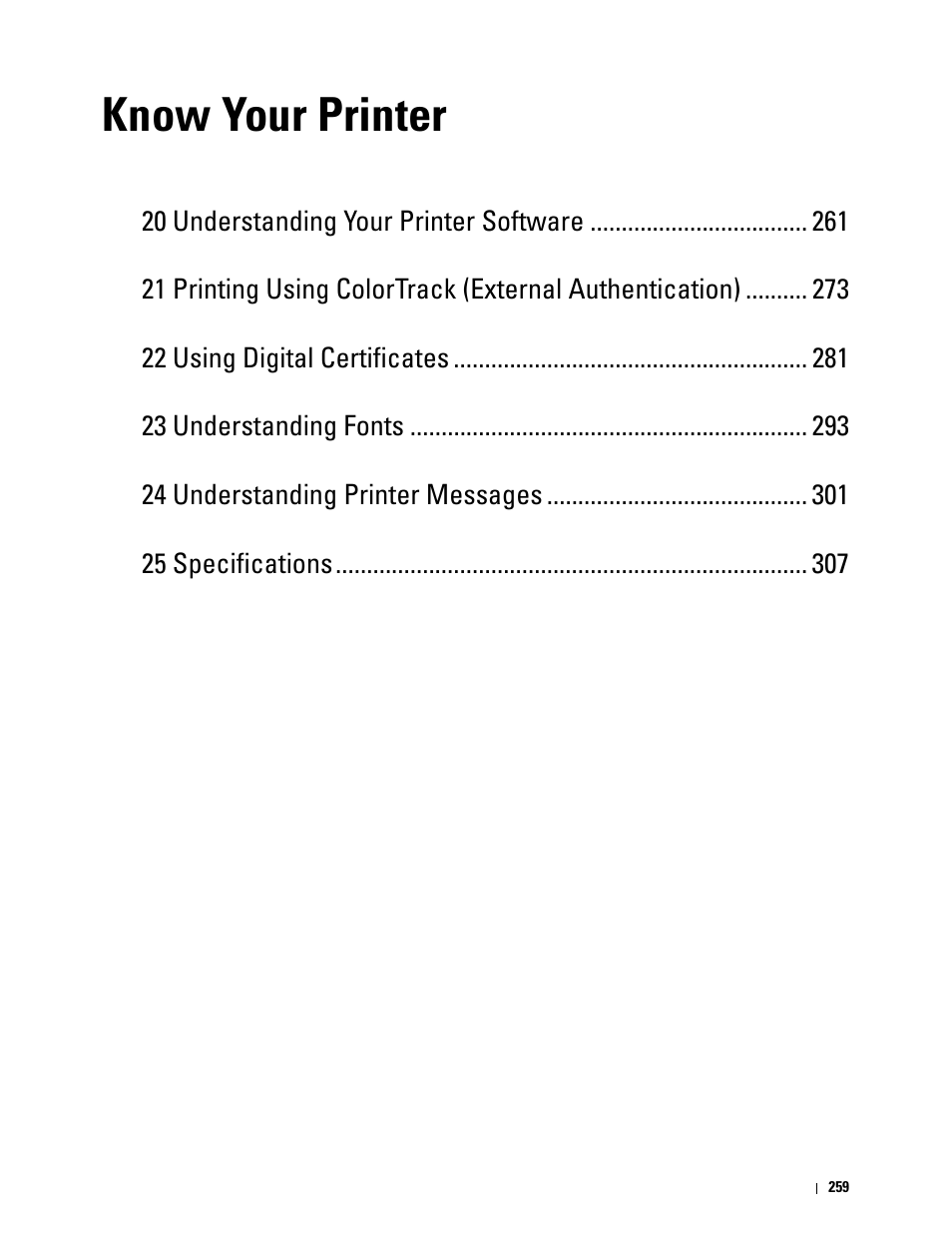 Know your printer | Dell C3760n Color Laser Printer User Manual | Page 261 / 412