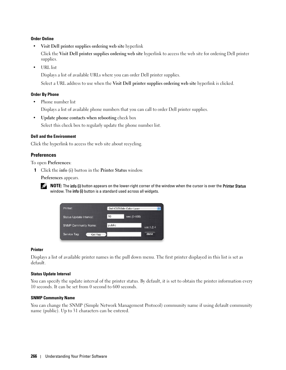 Preferences | Dell C3760n Color Laser Printer User Manual | Page 268 / 412