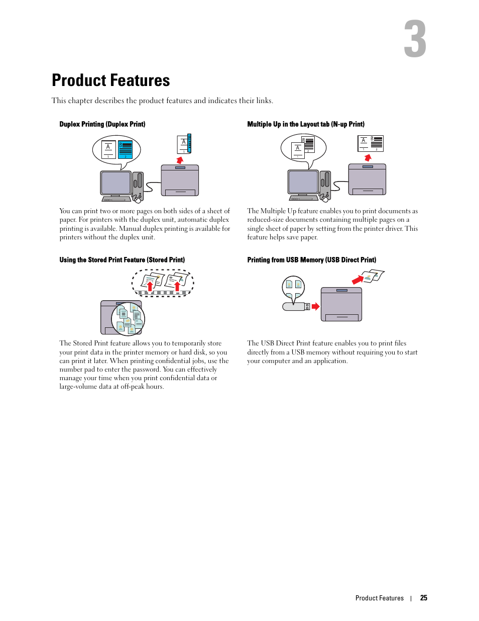 Product features, 3 product features | Dell C3760n Color Laser Printer User Manual | Page 27 / 412