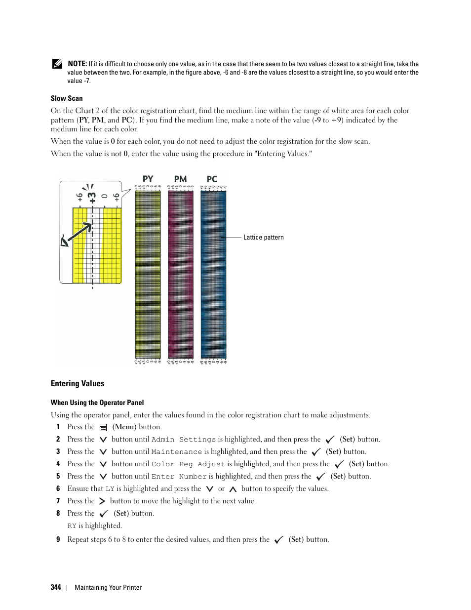Entering values | Dell C3760n Color Laser Printer User Manual | Page 346 / 412