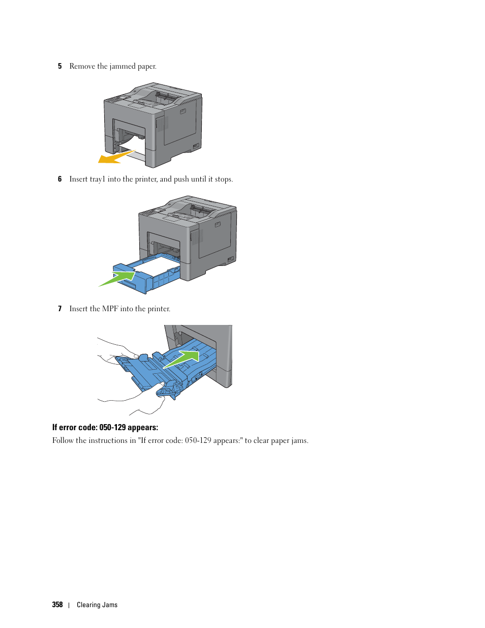 If error code: 050-129 appears | Dell C3760n Color Laser Printer User Manual | Page 360 / 412
