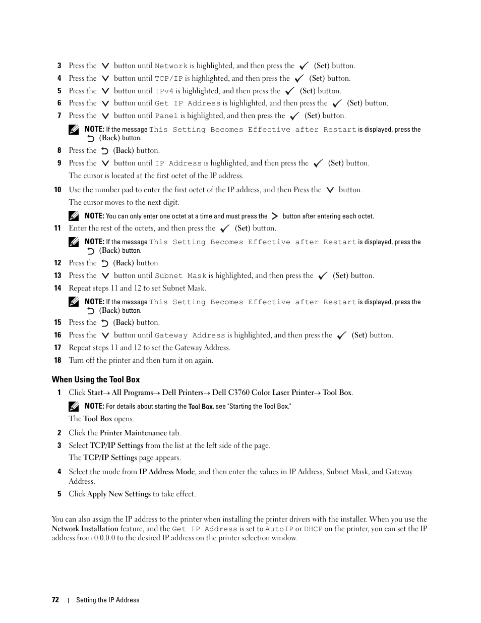 When using the tool box | Dell C3760n Color Laser Printer User Manual | Page 74 / 412