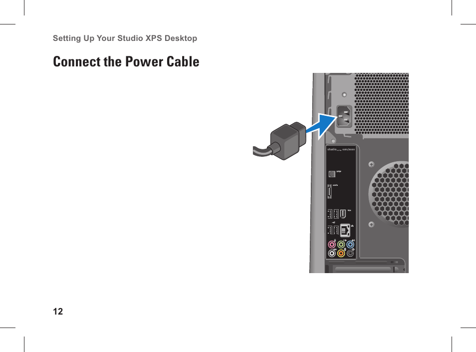 Connect the power cable | Dell Studio XPS 435 MT (Late 2008) User Manual | Page 14 / 70