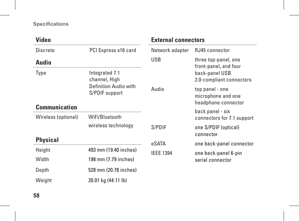 Dell Studio XPS 435 MT (Late 2008) User Manual | Page 60 / 70