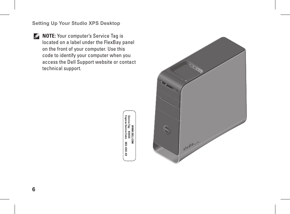 Setting up your studio xps desktop | Dell Studio XPS 435 MT (Late 2008) User Manual | Page 8 / 70