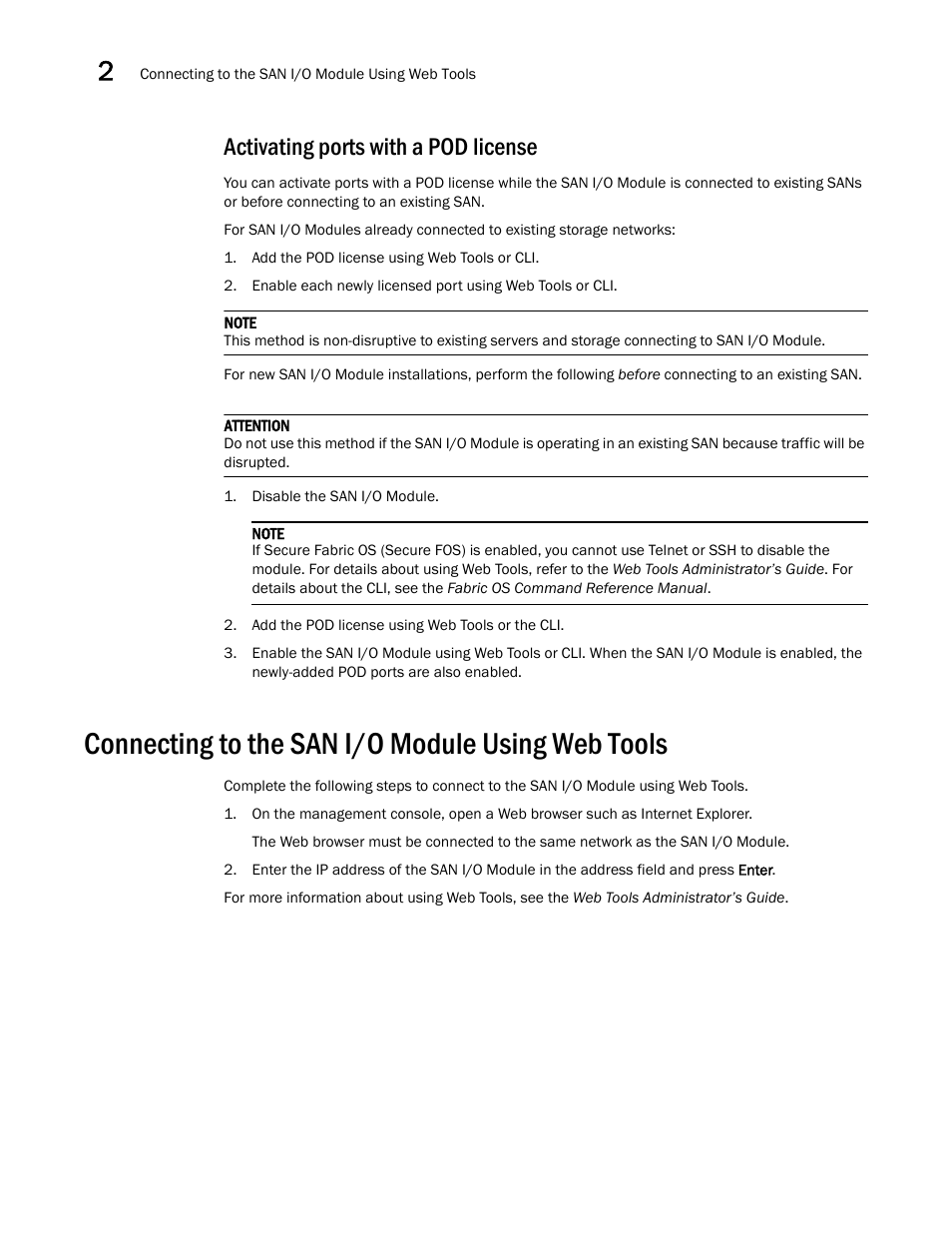 Activating ports with a pod license, Connecting to the san i/o module using web tools | Dell POWEREDGE M1000E User Manual | Page 28 / 48