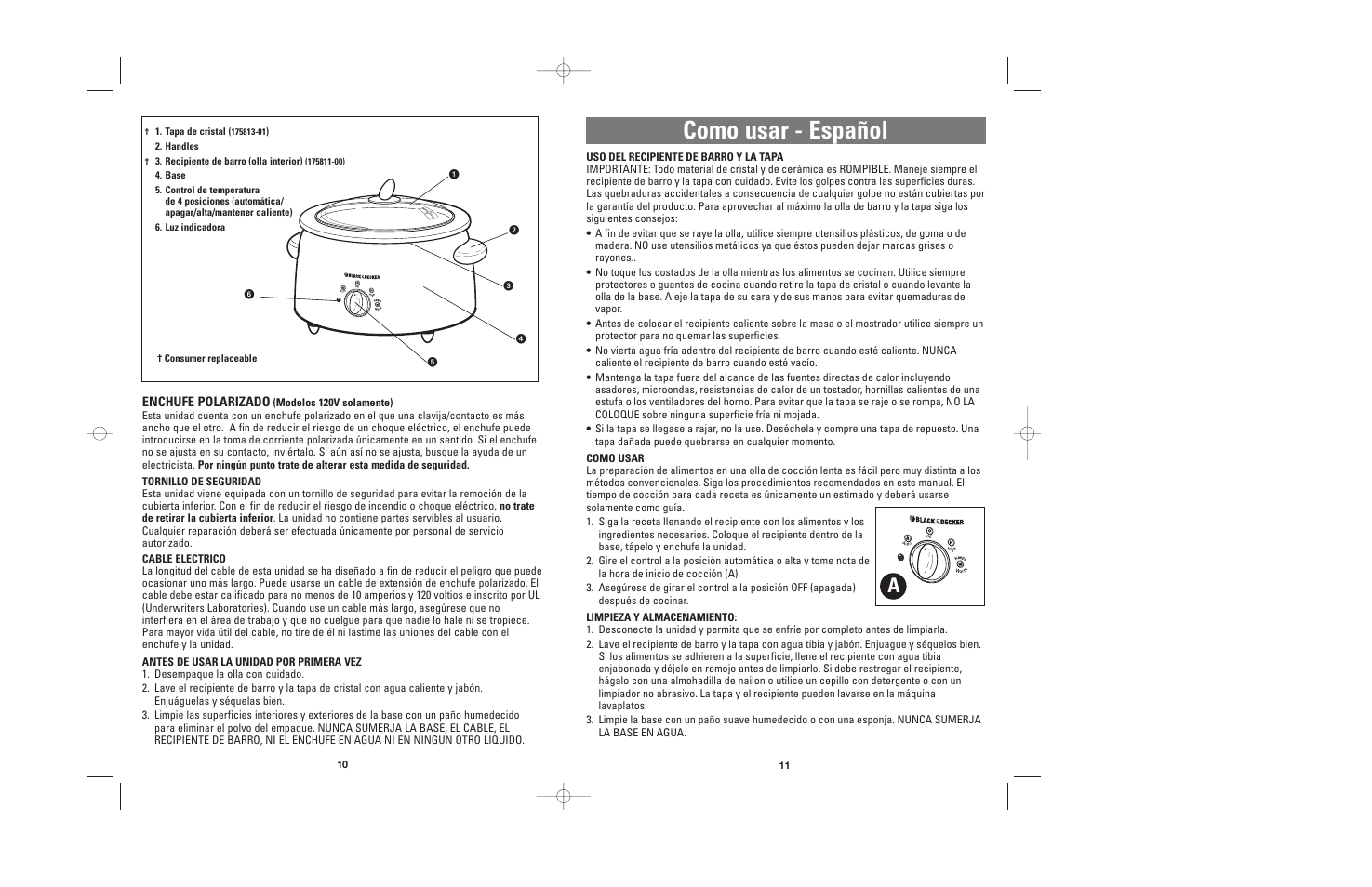 Como usar - español | Black & Decker SL100 User Manual | Page 6 / 13