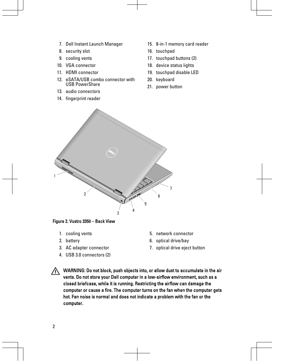 Dell Vostro 3350 (Early 2011) User Manual | Page 2 / 16