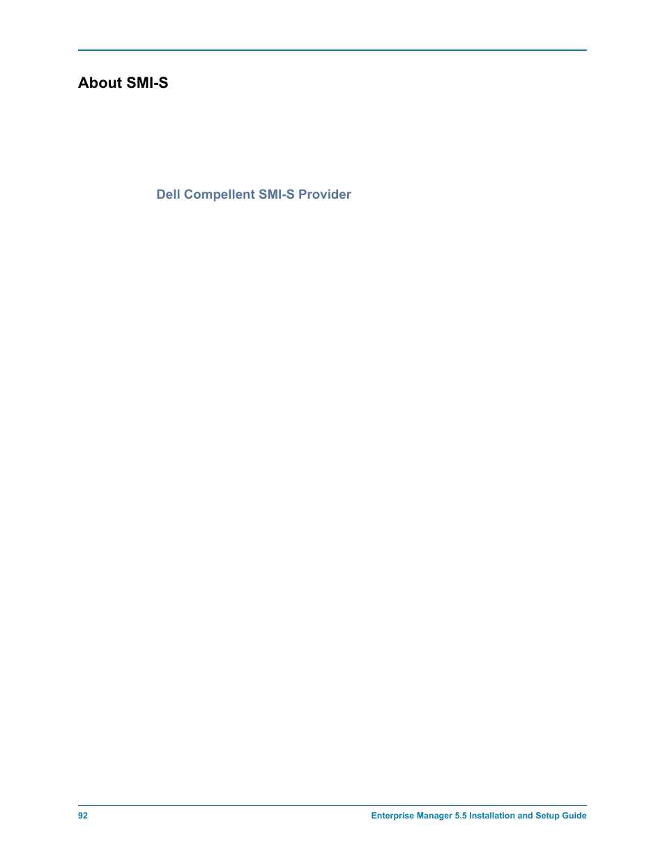 About smi-s, Dell compellent smi-s provider | Dell Compellent Series 40 User Manual | Page 100 / 116