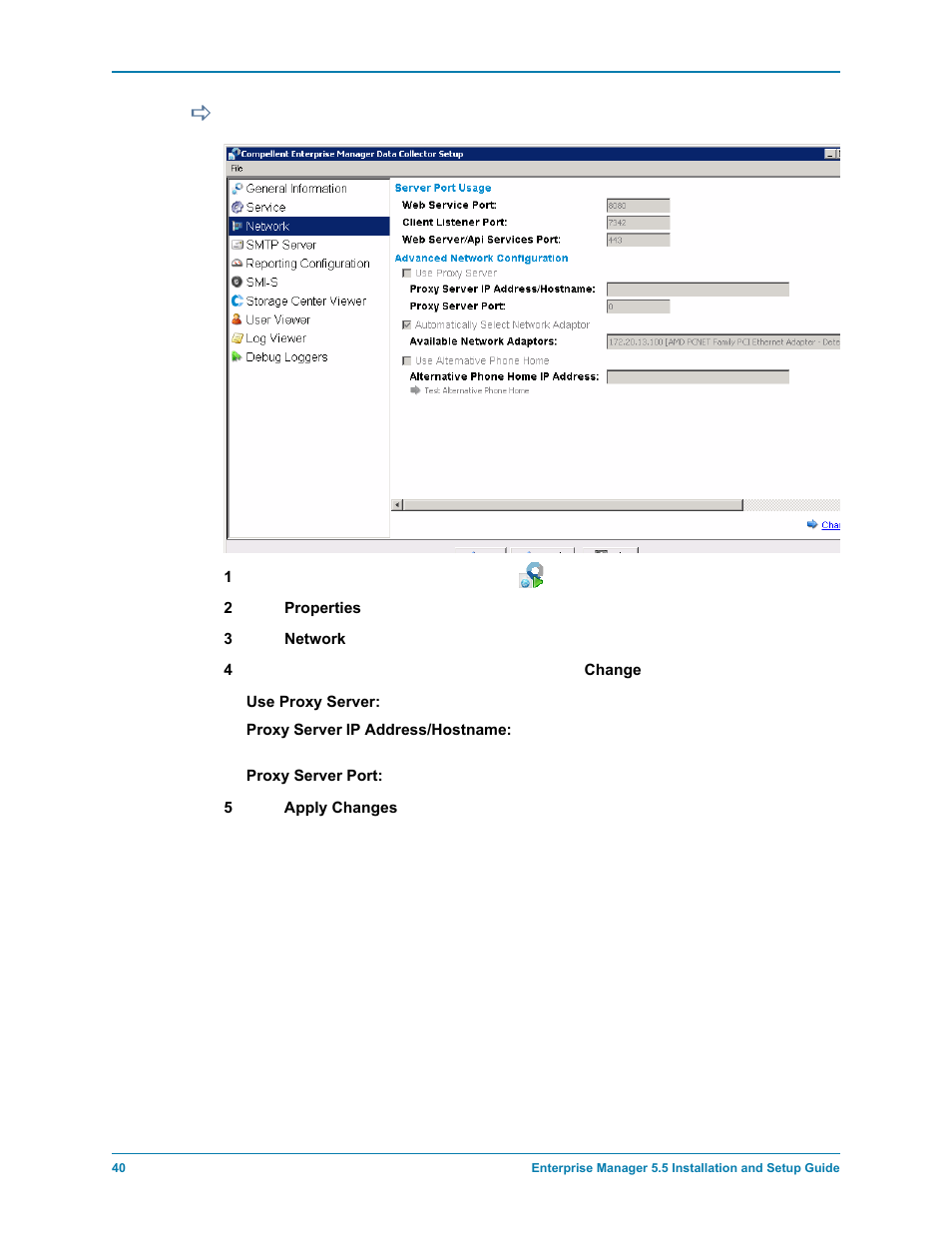 To enable or disable the use of a proxy server | Dell Compellent Series 40 User Manual | Page 48 / 116