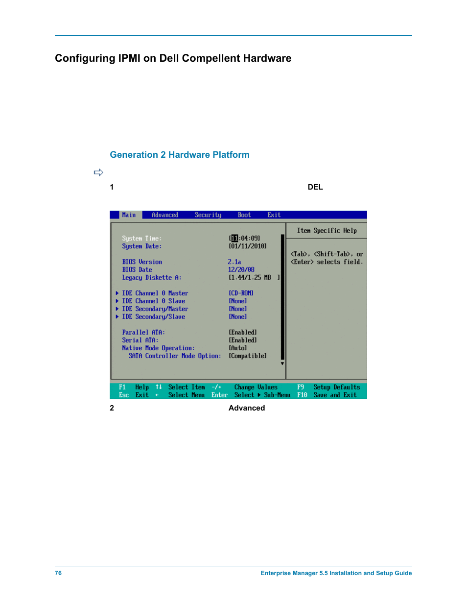 Configuring ipmi on dell compellent hardware, Generation 2 hardware platform, To configure ipmi | Dell Compellent Series 40 User Manual | Page 84 / 116