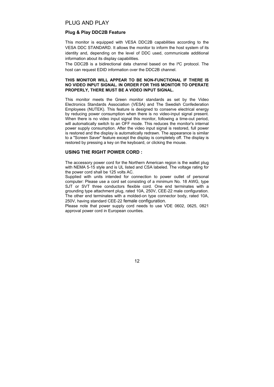 Plug and play | Dell D1901N monitor User Manual | Page 14 / 19