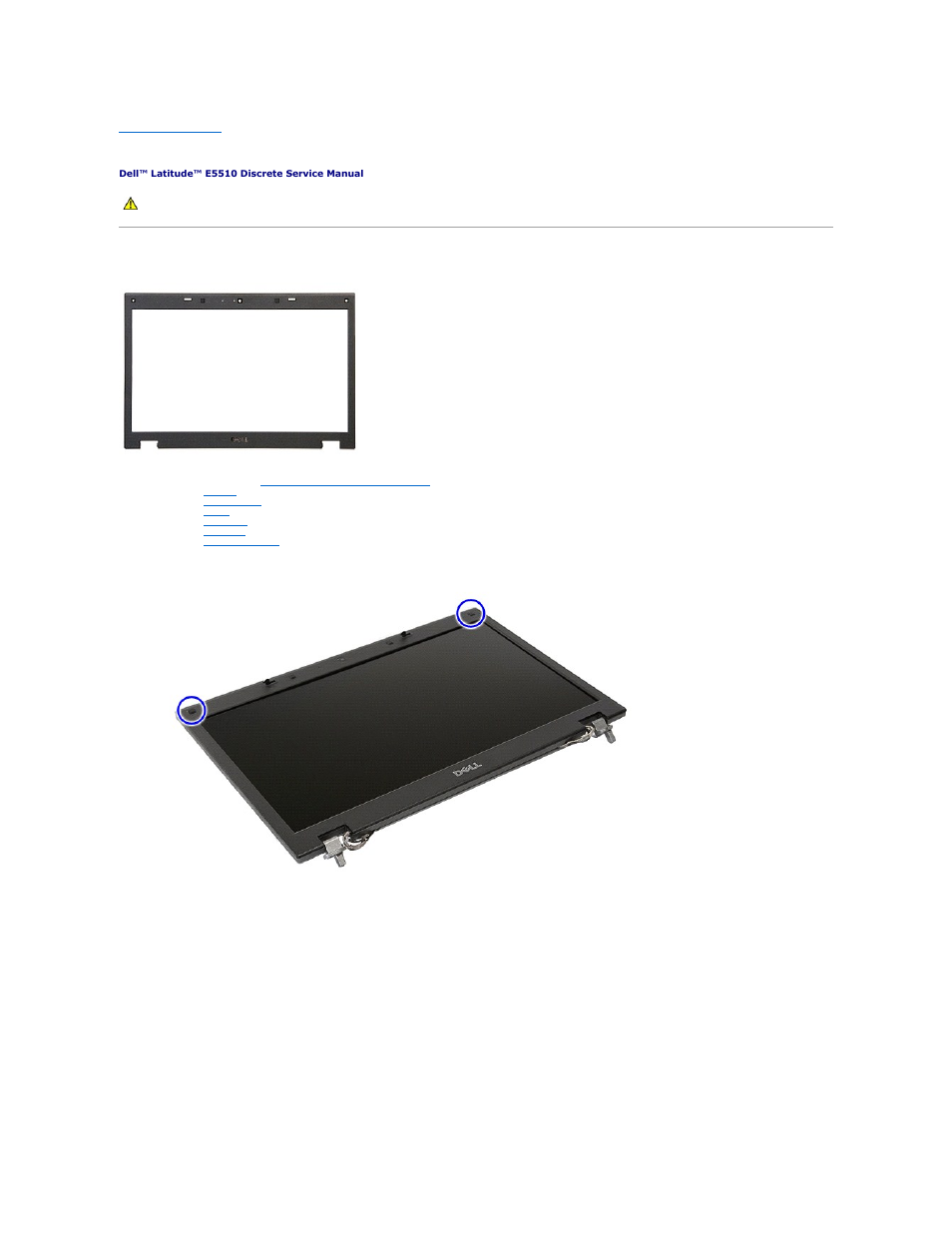 Display bezel, Removing the display bezel | Dell Latitude E5510 (Mid 2010) User Manual | Page 35 / 76