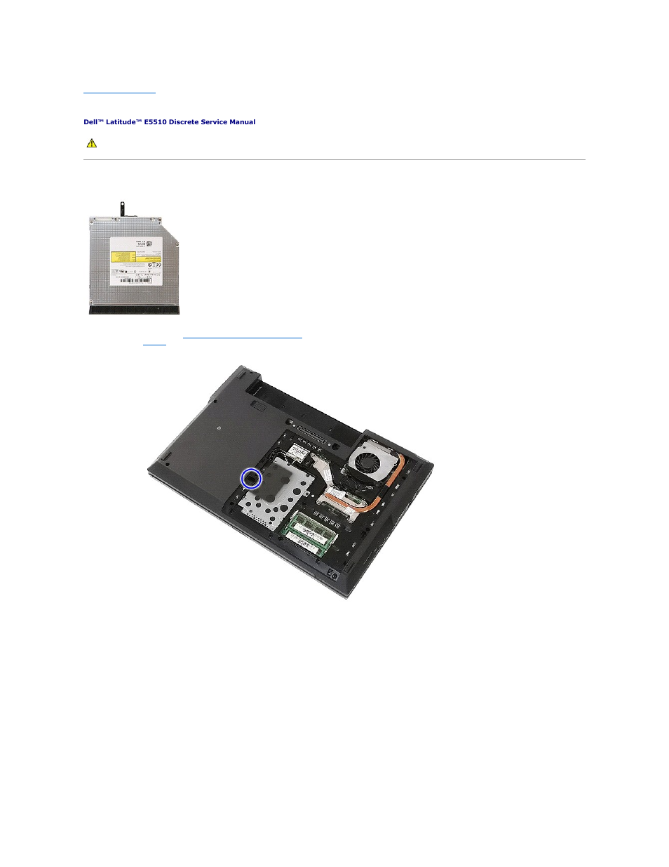 Optical drive, Removing the optical drive | Dell Latitude E5510 (Mid 2010) User Manual | Page 53 / 76
