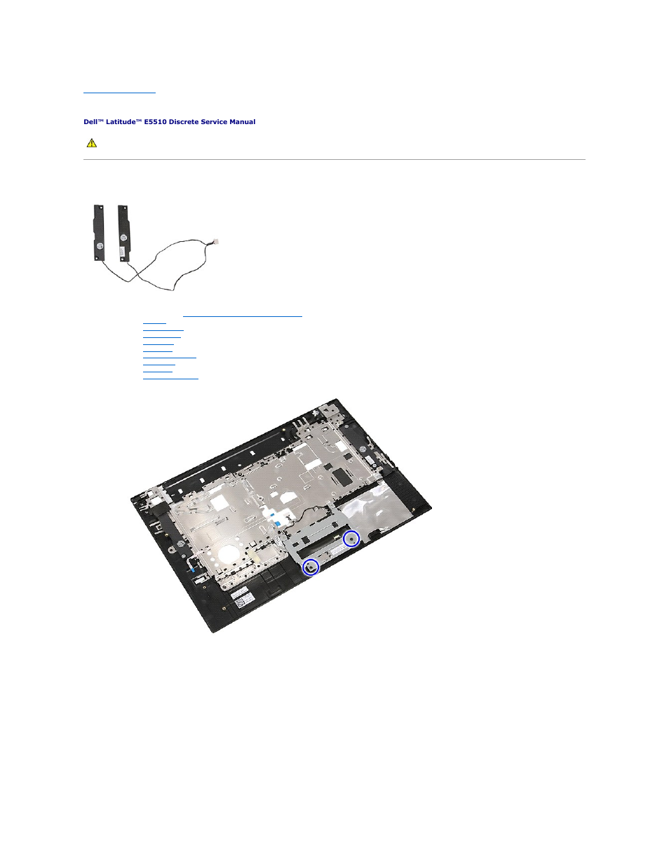 Speakers, Removing the speakers | Dell Latitude E5510 (Mid 2010) User Manual | Page 63 / 76