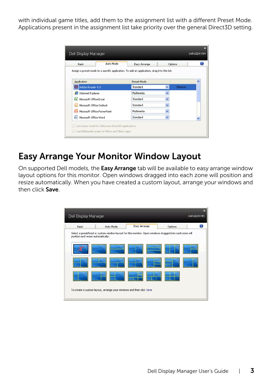 Easy arrange your monitor window layout | Dell UZ2315H Monitor User Manual | Page 3 / 4