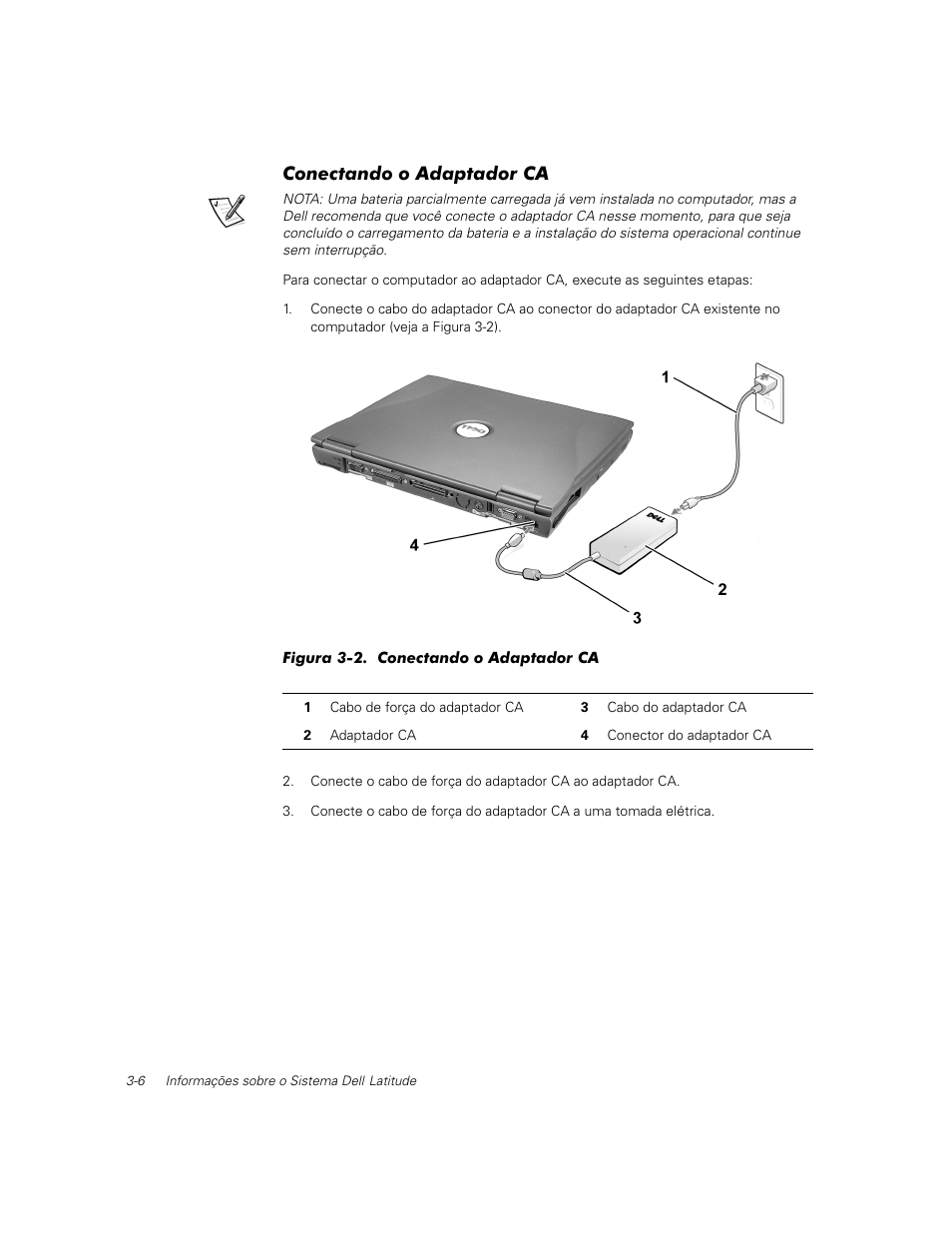 Conectando o adaptador ca | Dell Latitude C600 User Manual | Page 45 / 71
