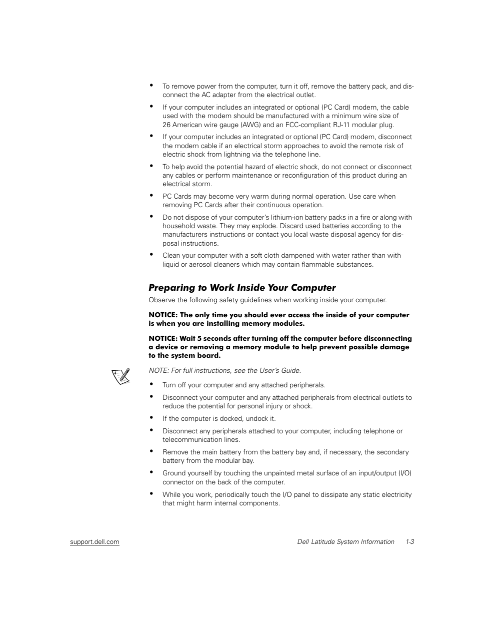Preparing to work inside your computer | Dell Latitude C600 User Manual | Page 6 / 71