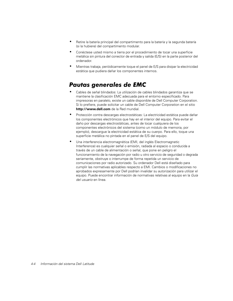 Pautas generales de emc | Dell Latitude C600 User Manual | Page 61 / 71