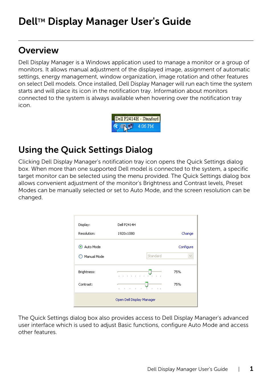 Dell P2414H Monitor User Manual | 4 pages