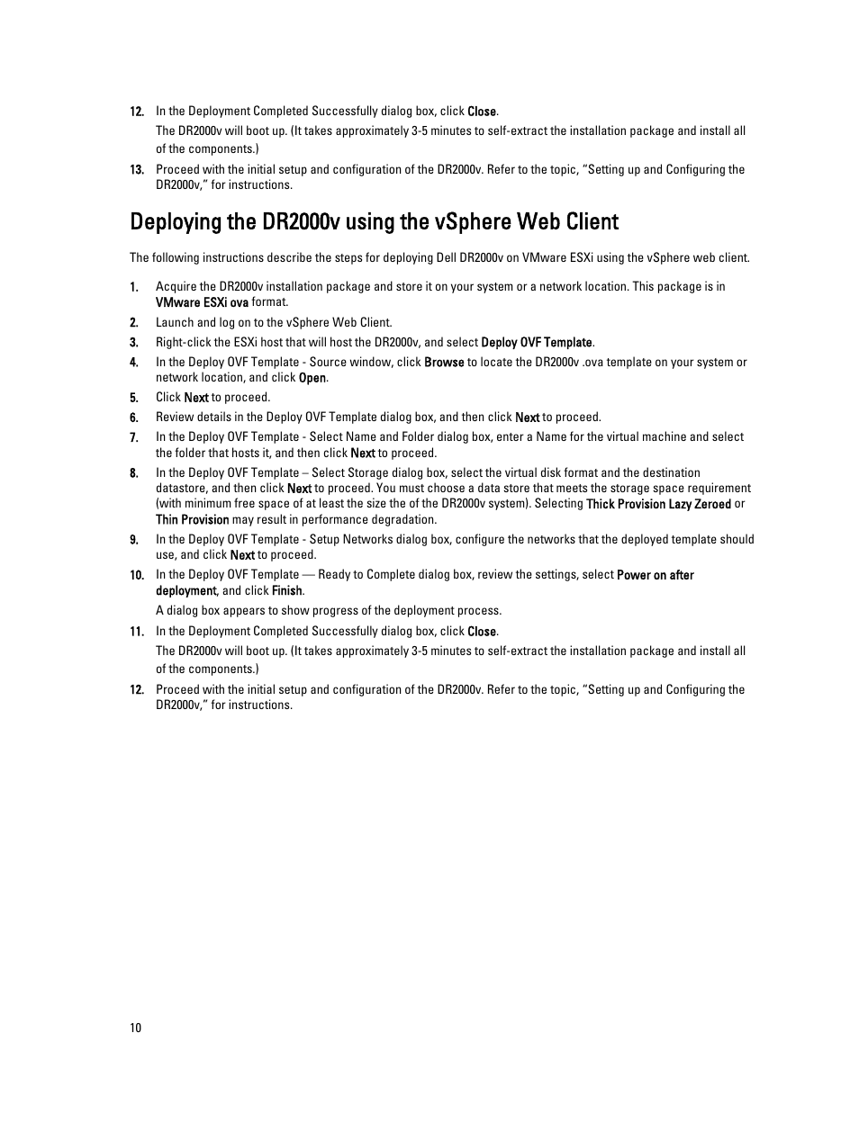Deploying the dr2000v using the vsphere web client | Dell PowerVault DR2000v User Manual | Page 10 / 22