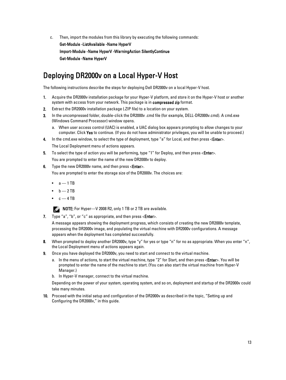 Deploying dr2000v on a local hyper-v host | Dell PowerVault DR2000v User Manual | Page 13 / 22