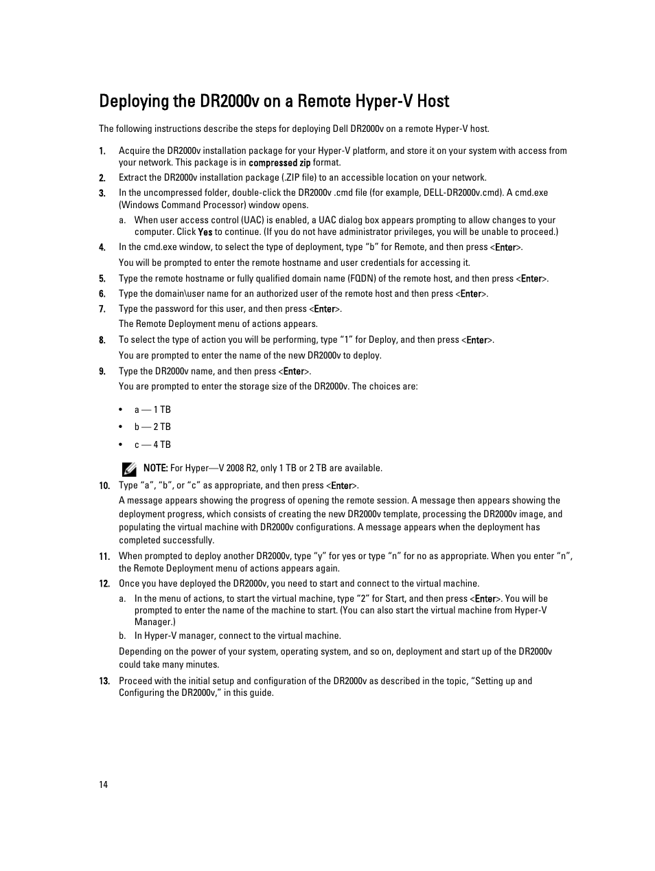 Deploying the dr2000v on a remote hyper-v host | Dell PowerVault DR2000v User Manual | Page 14 / 22