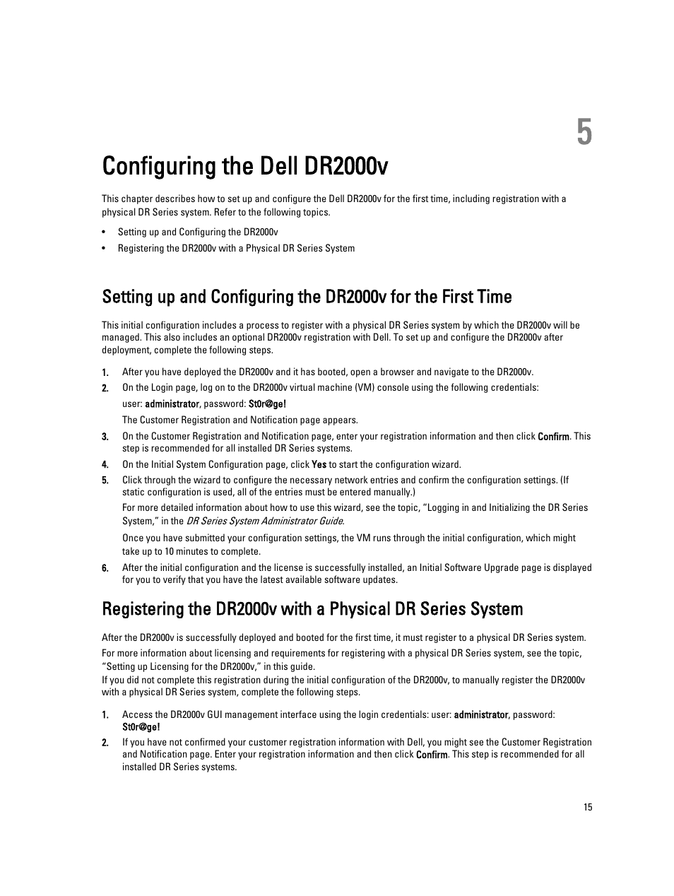 Configuring the dell dr2000v, 5 configuring the dell dr2000v | Dell PowerVault DR2000v User Manual | Page 15 / 22