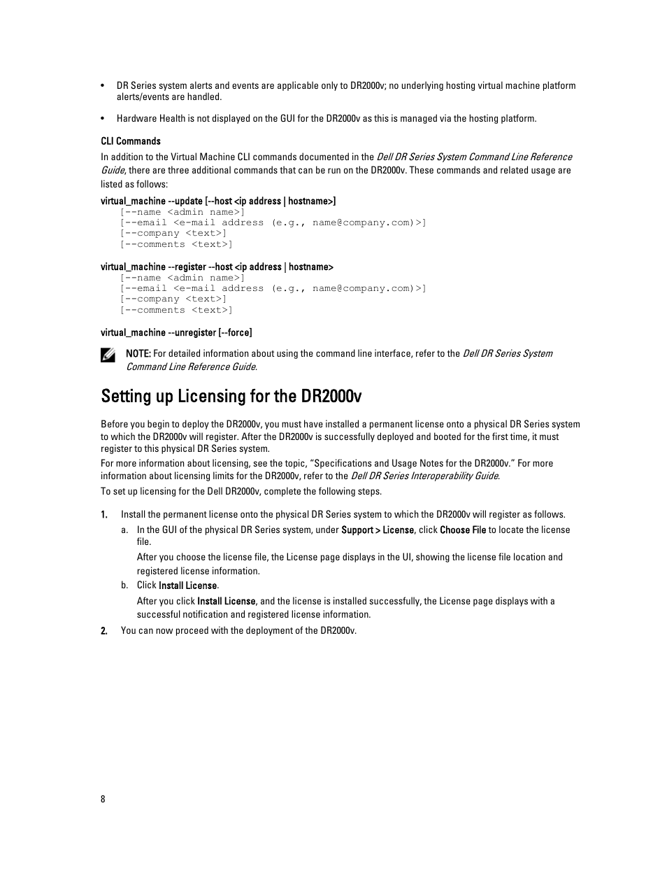 Setting up licensing for the dr2000v | Dell PowerVault DR2000v User Manual | Page 8 / 22