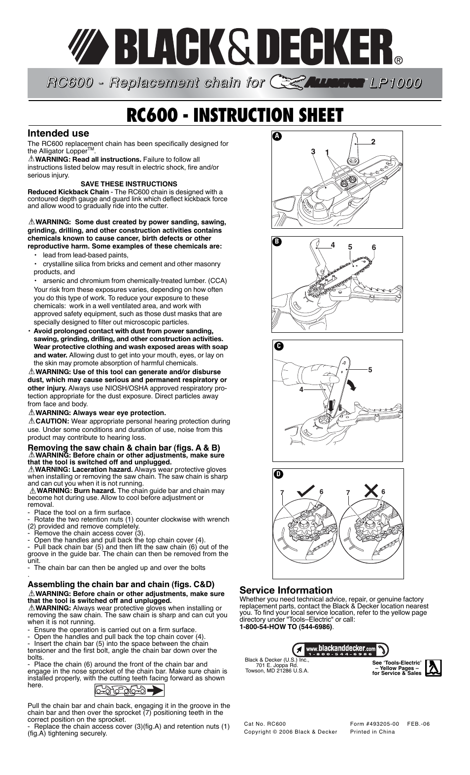 Black & Decker Alligator LP1000 User Manual | 2 pages