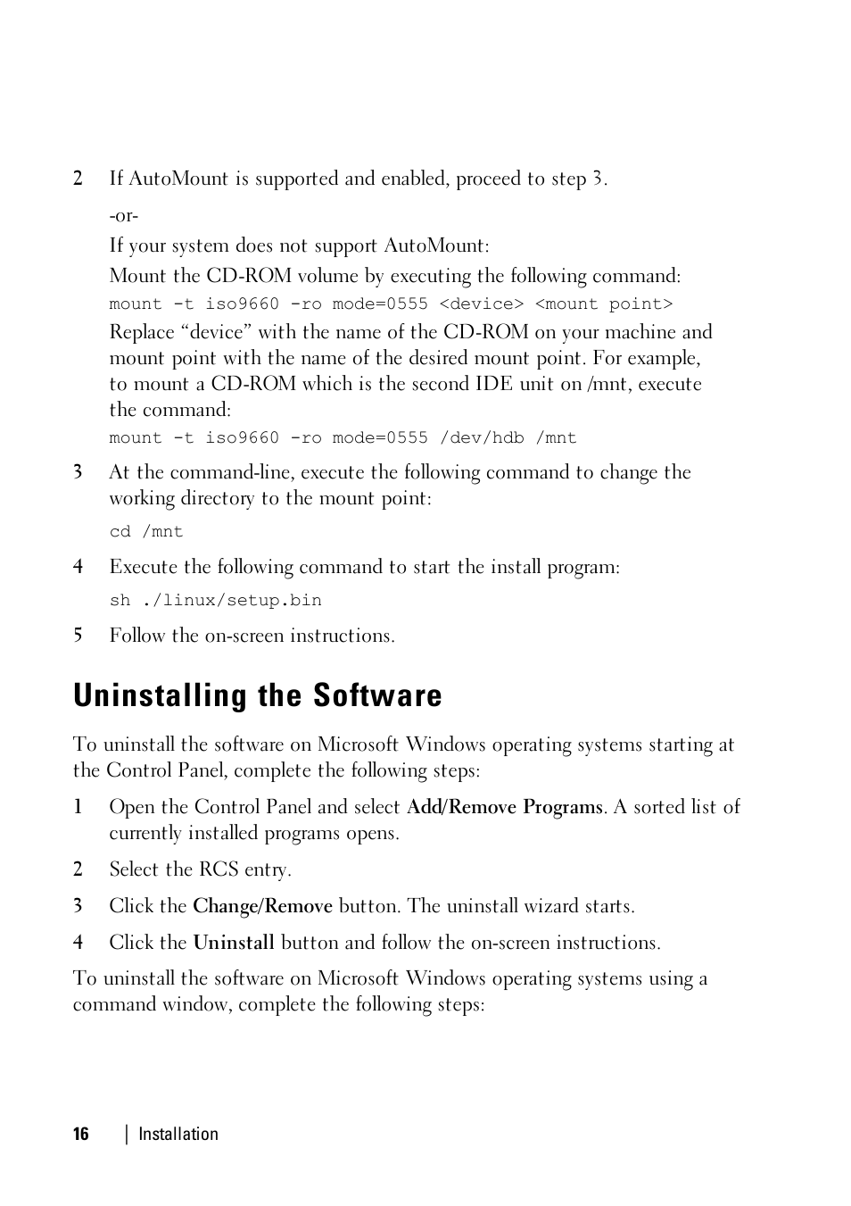 Uninstalling the software | Dell KVM 4161DS User Manual | Page 16 / 112