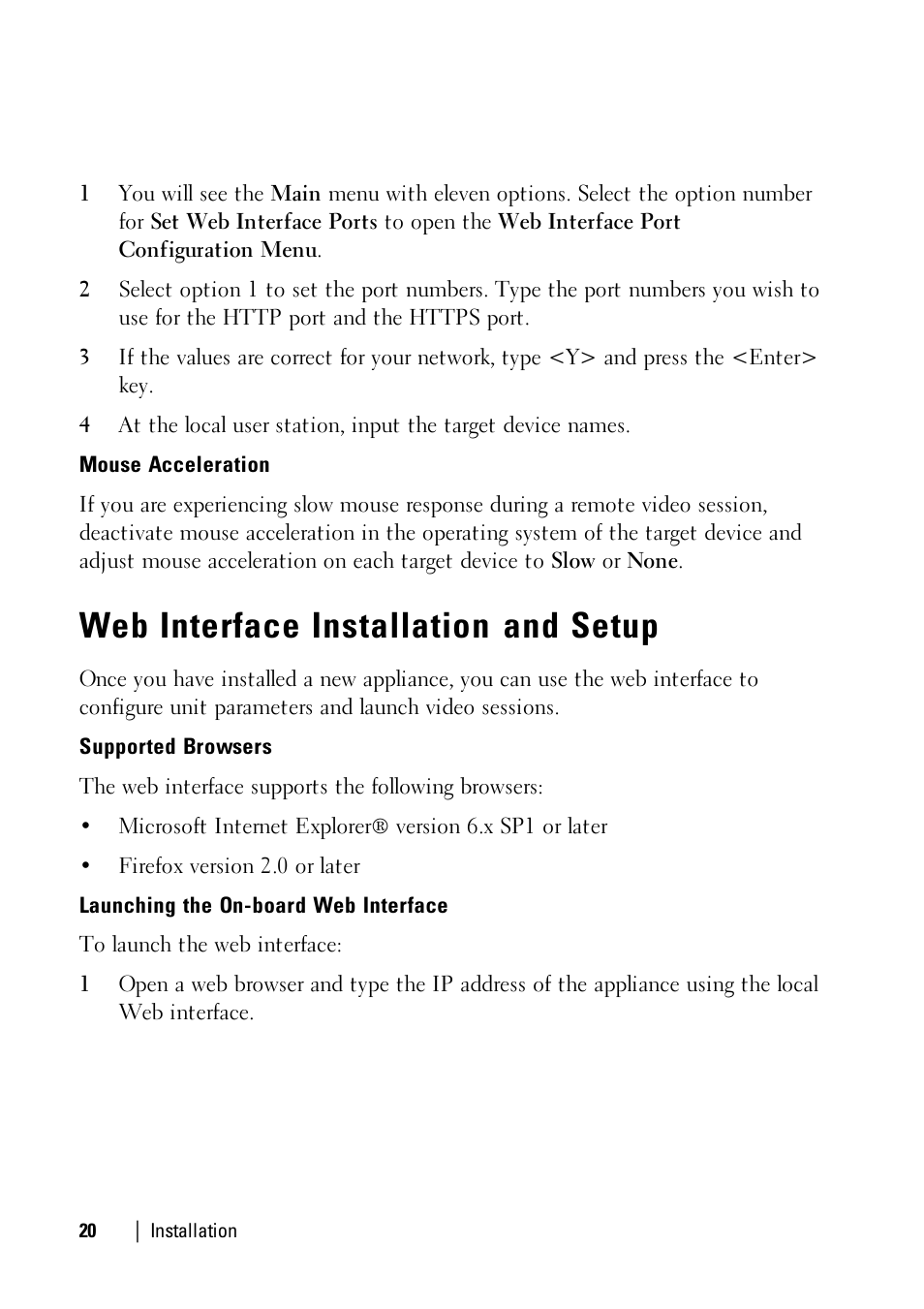 Web interface installation and setup | Dell KVM 4161DS User Manual | Page 20 / 112