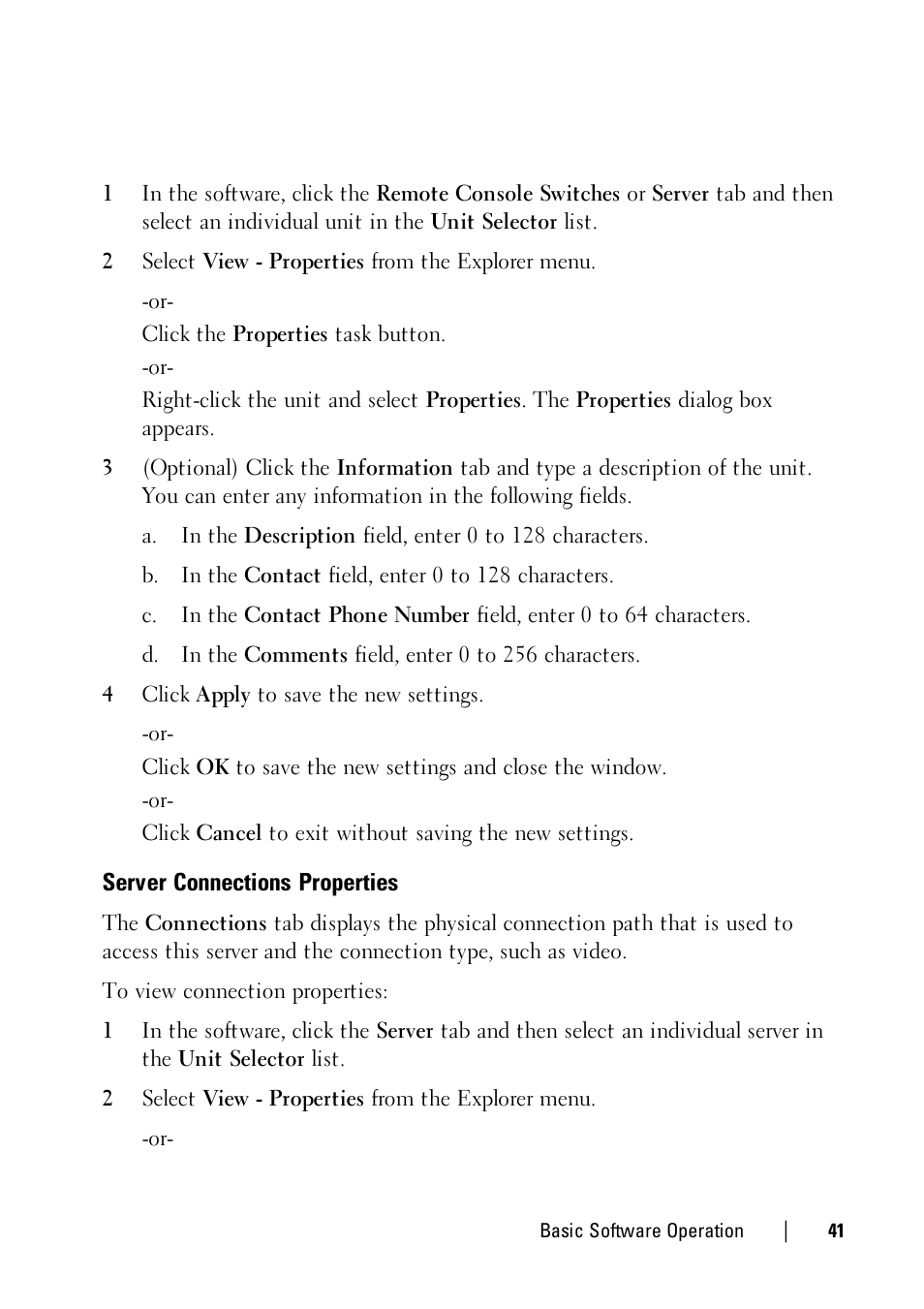 Server connections properties | Dell KVM 4161DS User Manual | Page 41 / 112