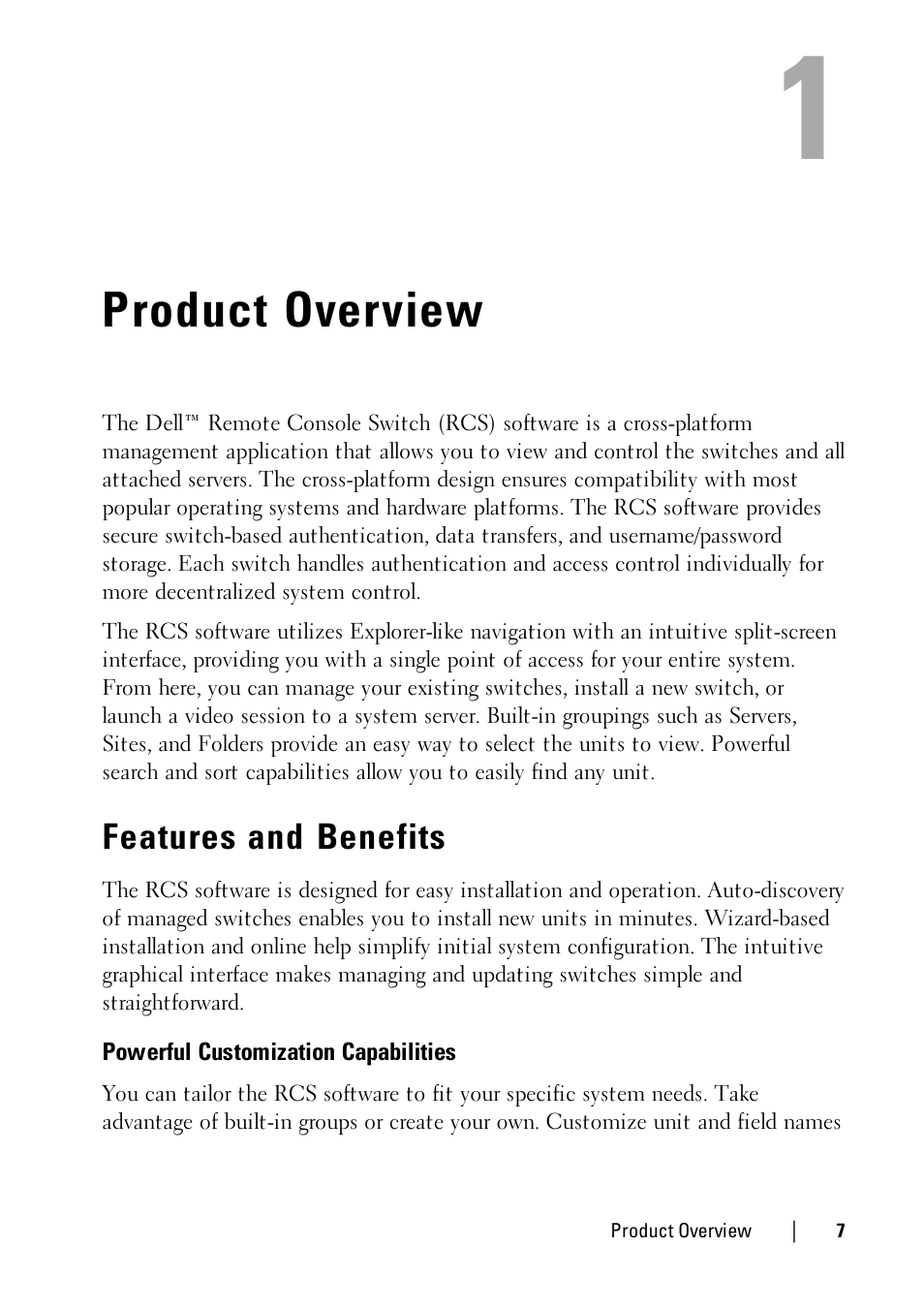 Product overview, Features and benefits, Powerful customization capabilities | Dell KVM 4161DS User Manual | Page 7 / 112