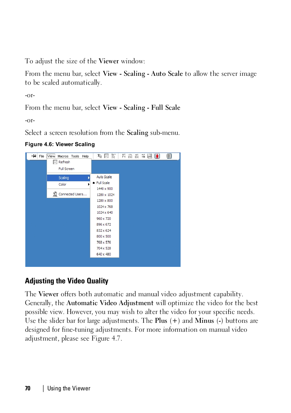 Adjusting the video quality | Dell KVM 4161DS User Manual | Page 70 / 112
