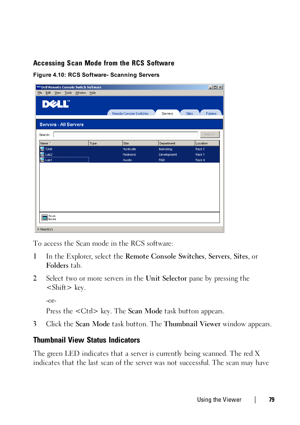 Thumbnail view status indicators | Dell KVM 4161DS User Manual | Page 79 / 112