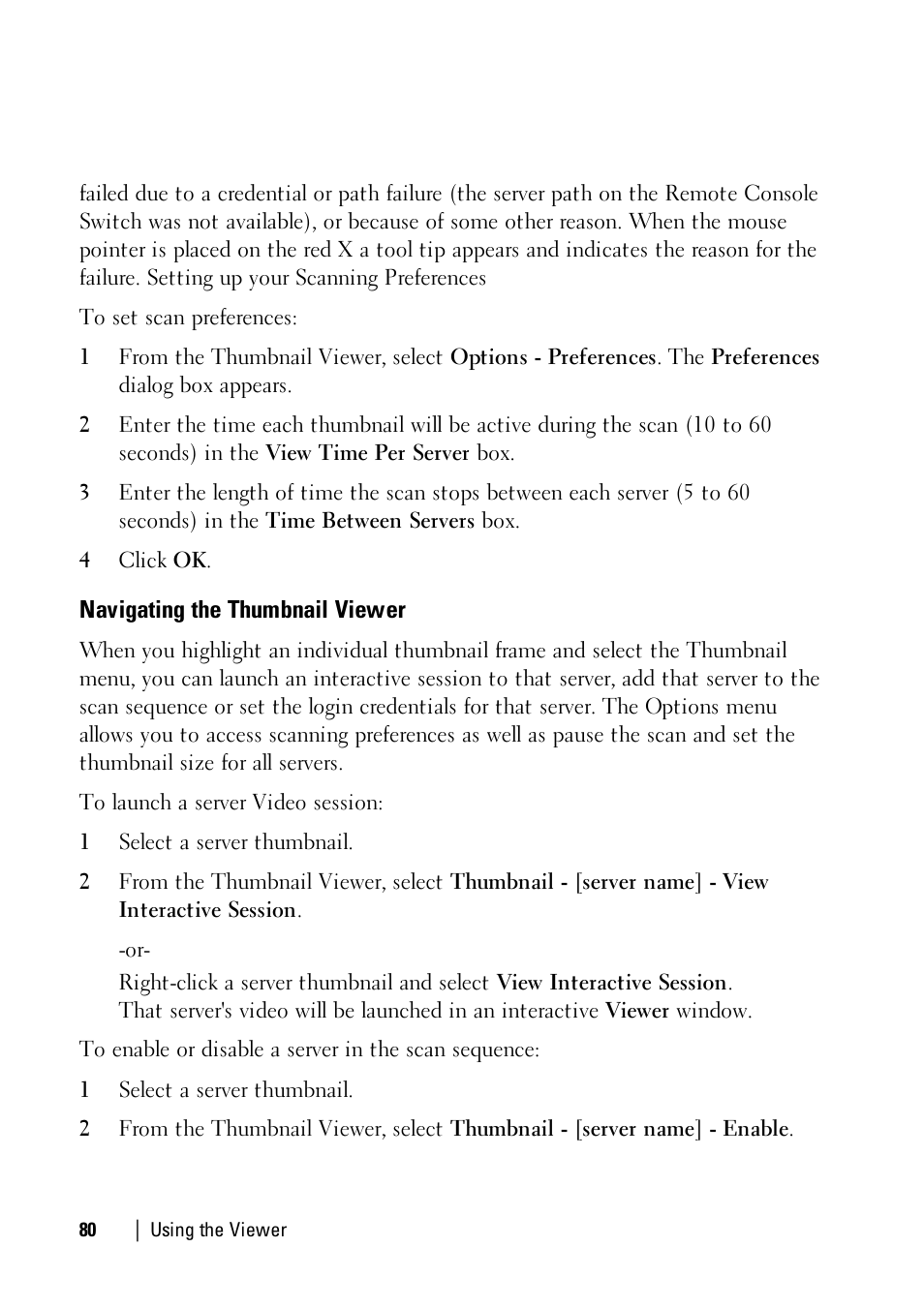 Navigating the thumbnail viewer | Dell KVM 4161DS User Manual | Page 80 / 112