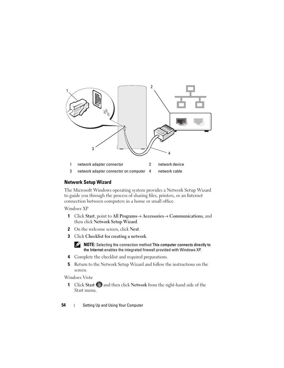 Network setup wizard | Dell Vostro 400 (Mid 2007) User Manual | Page 54 / 214